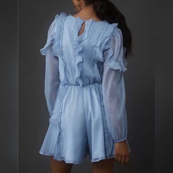 Hutch Long Sleeve Frilled Ruffle Romper In Sky Blue Size Large NWT - Picture 3 of 11
